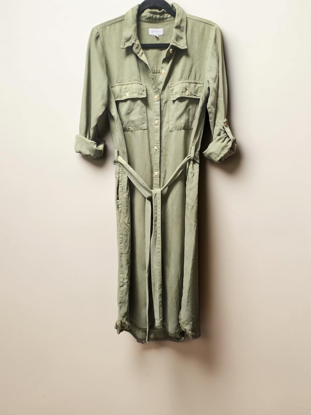Thread & Supply Olive Green Long-Sleeve Utility Shirt Dress